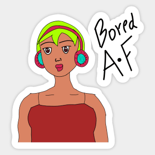 Bored A.F. Girl With Green Hair Sticker